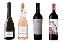 Quatro vinhos e as suas histórias. Um espumante do Dão, um rosado duriense, dois tintos que vêm das mesas do Alentejo e do Douro 