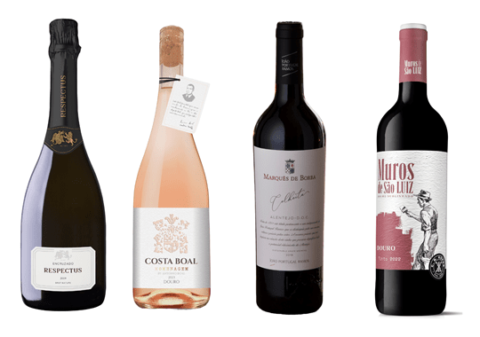 Quatro vinhos e as suas histórias. Um espumante do Dão, um rosado duriense, dois tintos que vêm das mesas do Alentejo e do Douro 