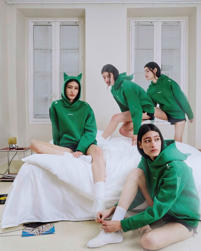 Um hoodie com orelhas de gato espelha o estilo irreverente e jovial da Coperni, sem esquecer o lado desportivo da Puma.