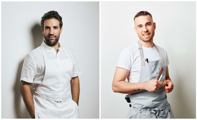 À esquerda o chef do Ofício, Hugo Candeias, e à direita o Chefe Iñaki Bolumburu