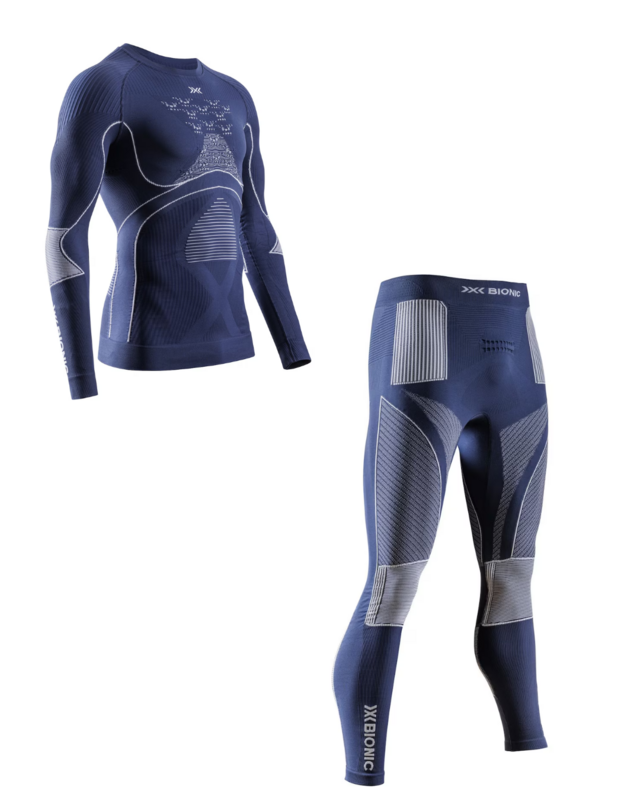 X-Bionic: T-shirt de Ski Energy Accumulator 4.0 (€155) e Calças de Ski Energy Accumulator 4.0 (€155).