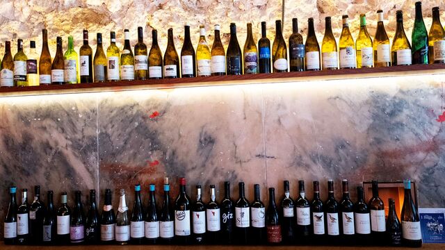 Os vinhos em prova.