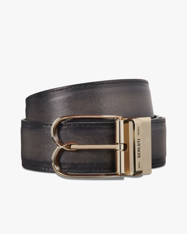 Berluti, B Volute Scritto leather 35 mm Reversible Belt, €900. 
