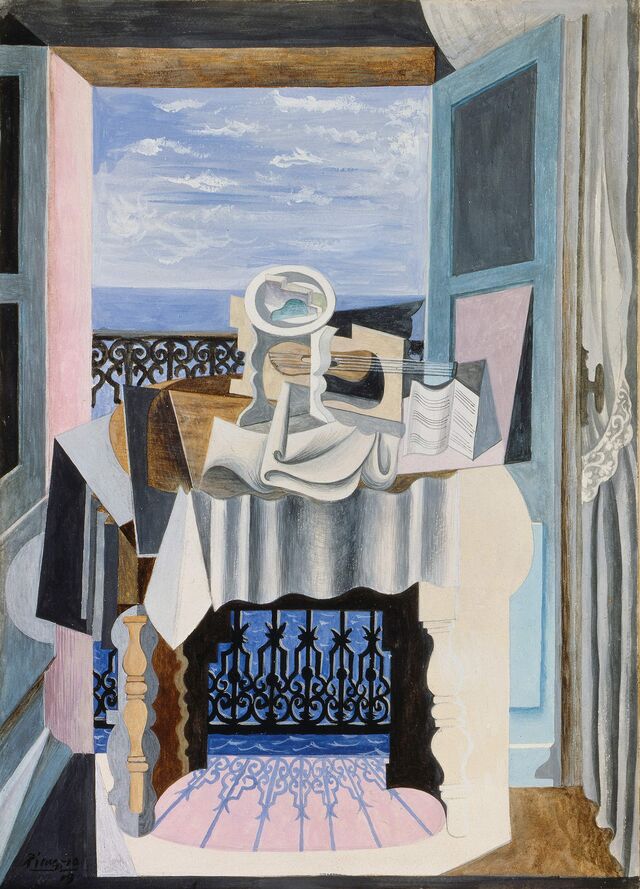 Pablo Picasso Naturaleza muerta delante de una  ventana, Saint-Raphaël, 1919 (Still Life before a Window, SaintRaphaël) Gouache y lápiz sobre papel, 35,5 ×  25 cm Museum Berggruen, Neue  Nationalgalerie, Stiftung Preußischer  Kulturbesitz, Berlín