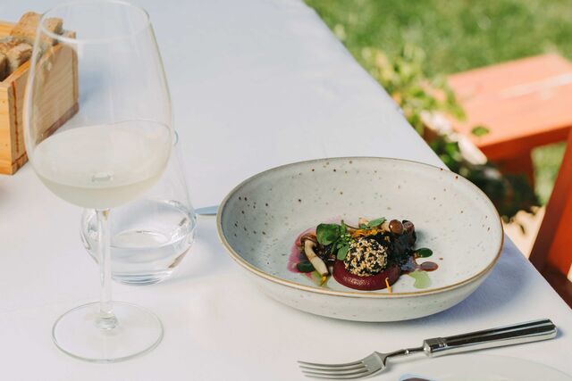 Prato de menu degustação no Casa das Pipas Restaurant