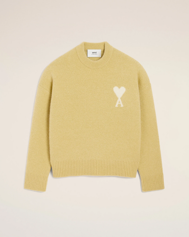 AMI, Yellow Alpaca Ami De Coeur Crewneck Sweater Sweater in alpaca knit, €495.