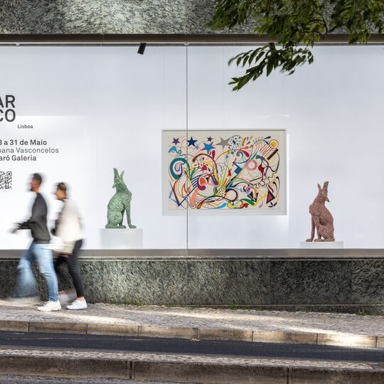 Obras de Joana Vasconcelos, Hugo de Almeida Pinho, Diogo Bolota e José Taborda com vista para a rua 